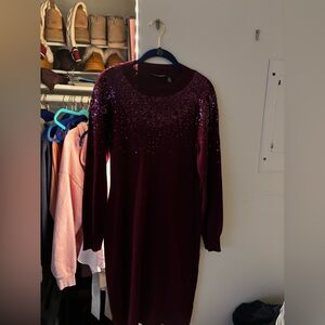 Nina Leonard Sequin Sparkled Knit dress
